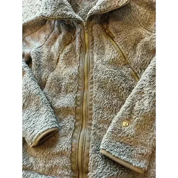 Kuhl Flight Jacket Women's Green Fleece Sherpa Full Zip Hidden Hood Size Medium - Picture 4 of 7